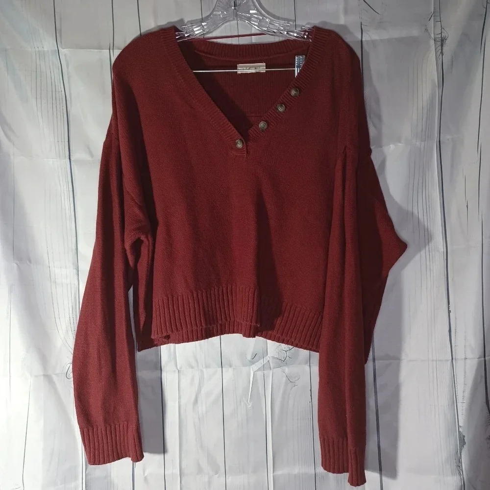 L.A Hearts by PacSun Pullover Cropped Deep V-neck Cozy Y2K Sweater